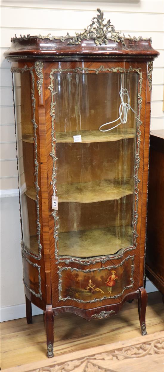 An early 20th century Vernis Martin gilt mounted vitrine H.178cm